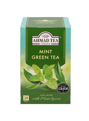 Ahmad Tea Mint Mystique Flavored Green Tea With Mint Leaves, 20-Count Boxes (Pack Of 6)