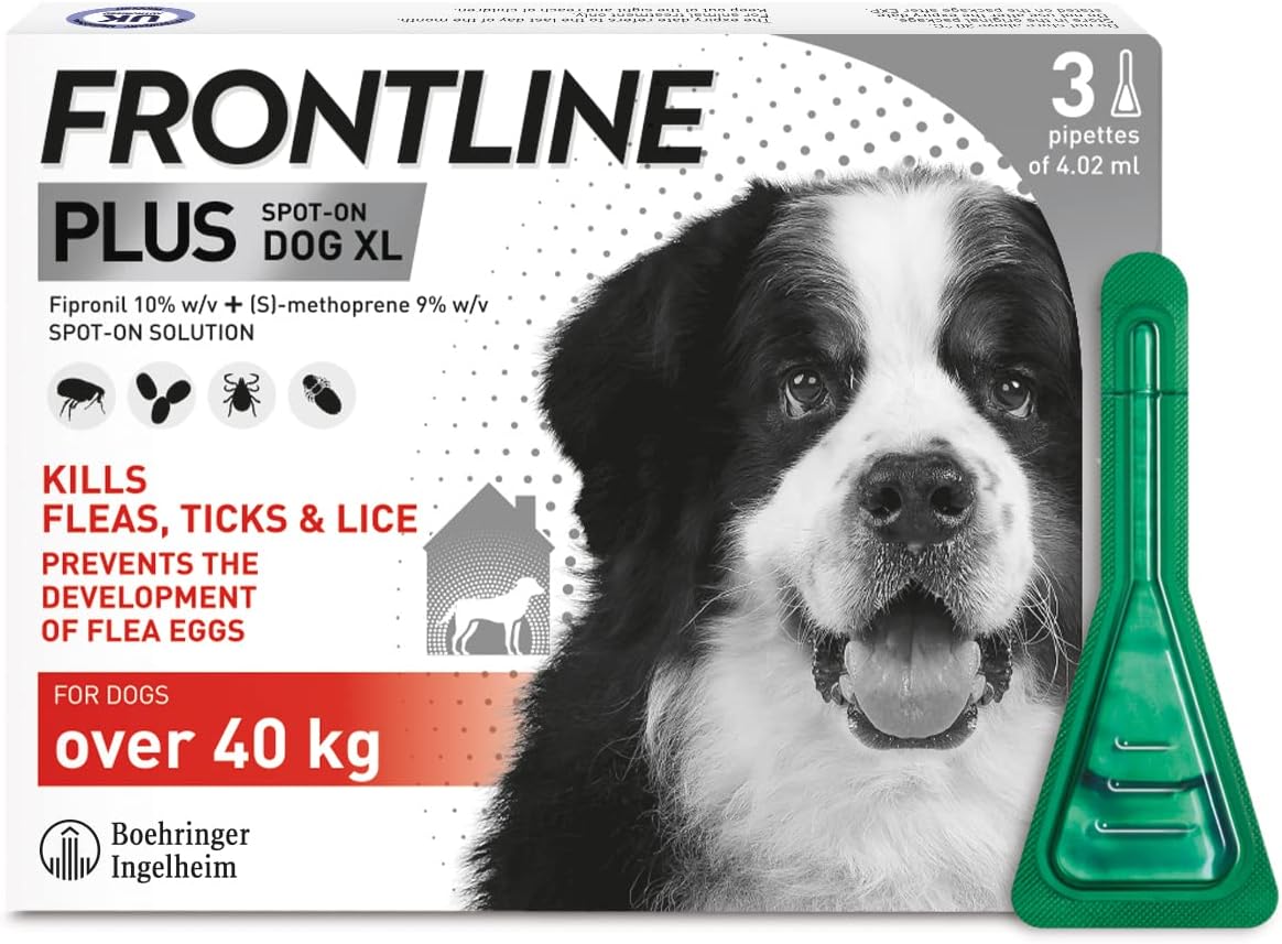 Frontline Plus Flea & Tick Treatment For Extra Large Dogs (Over 40 Kg) - 3 Pipettes