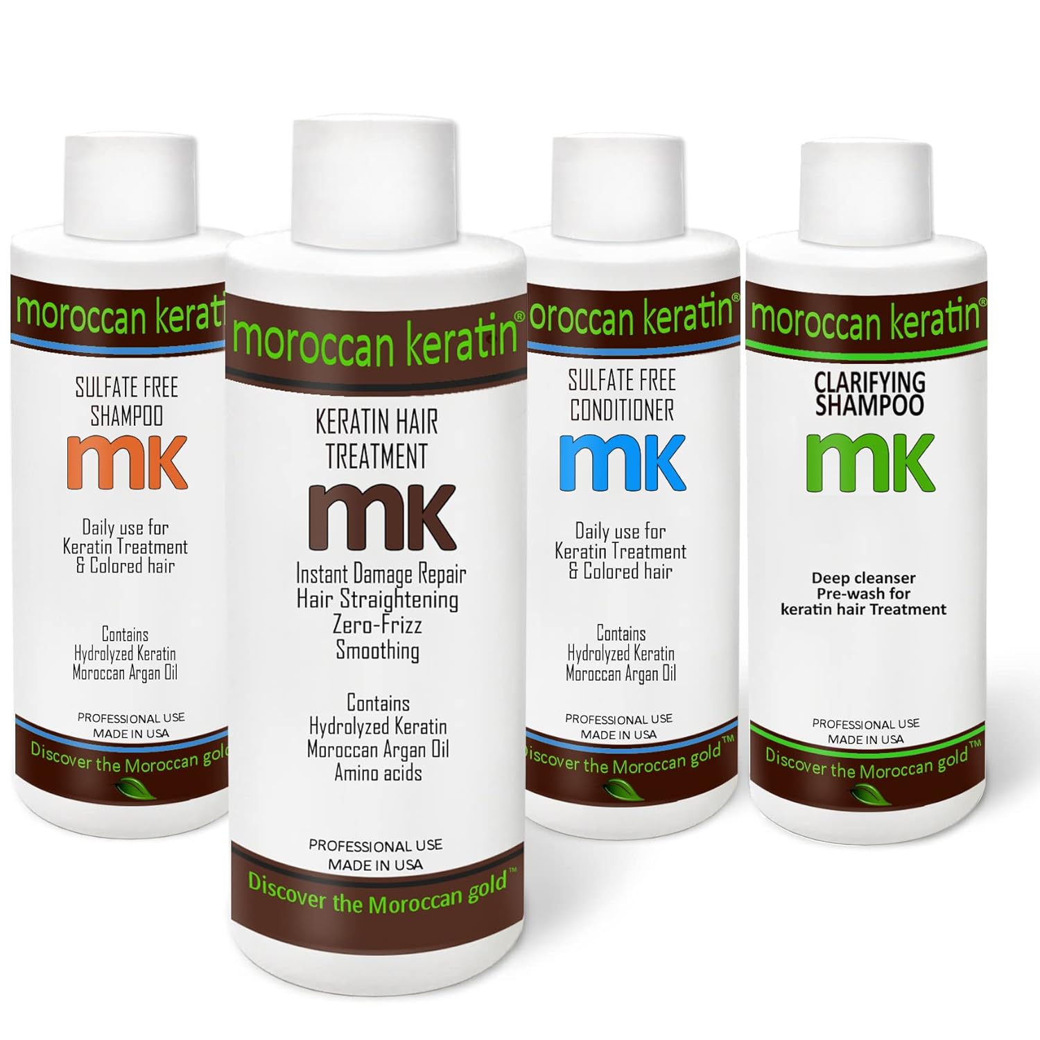 Brazilian Keratin Hair Treatment Blowout Straightening Product Professional Grade Natural Organic Looking Results At Home Or Salon (4 Piece Set 120X4)