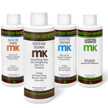 Brazilian Keratin Hair Treatment Blowout Straightening Product Professional Grade Natural Organic Looking Results At Home Or Salon (4 Piece Set 120X4)