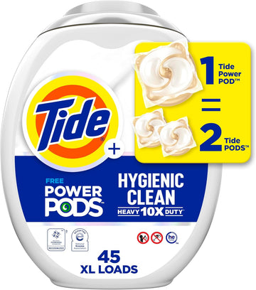 Tide Hygienic Clean Heavy Duty 10X Free Power Pods Laundry Detergent 45 Count Unscented For Visible And Invisible Dirt