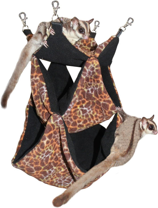 Giraffe Pouch Set - Hammocks And Bedding For Sugar Gliders, Chinchillas, Rats, Ferrets, Rabbits, Hamsters, Squirrels, Parrots, Birds