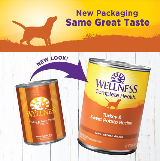 Wellness Complete Health Natural Wet Canned Dog Food Turkey & Sweet Potato, 12.5 Oz (Pack Of 12)