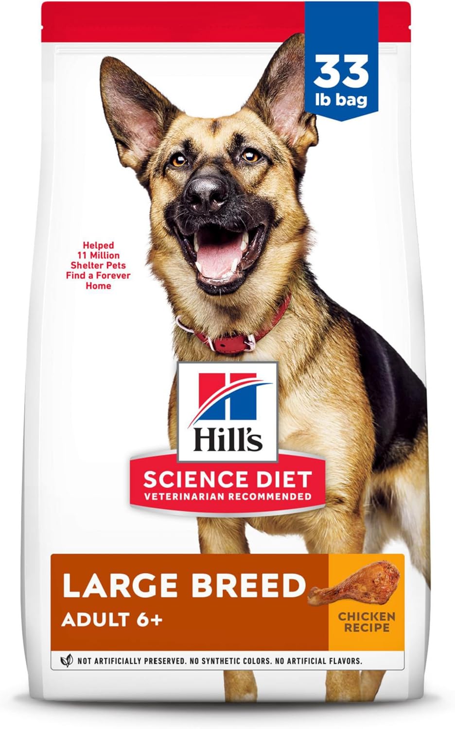 Hill'S Science Diet Large Breed, Senior Adult 6+, Large Breed Senior Premium Nutrition, Dry Dog Food, Chicken Recipe, 33 Lb Bag