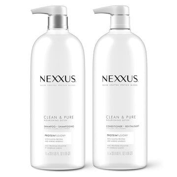 Nexxus Clean And Pure Clarifying Shampoo And Conditioner With Proteinfusion, 2-Pack For Nourished Hair Paraben Free Salon Shampoo 33.8 Oz