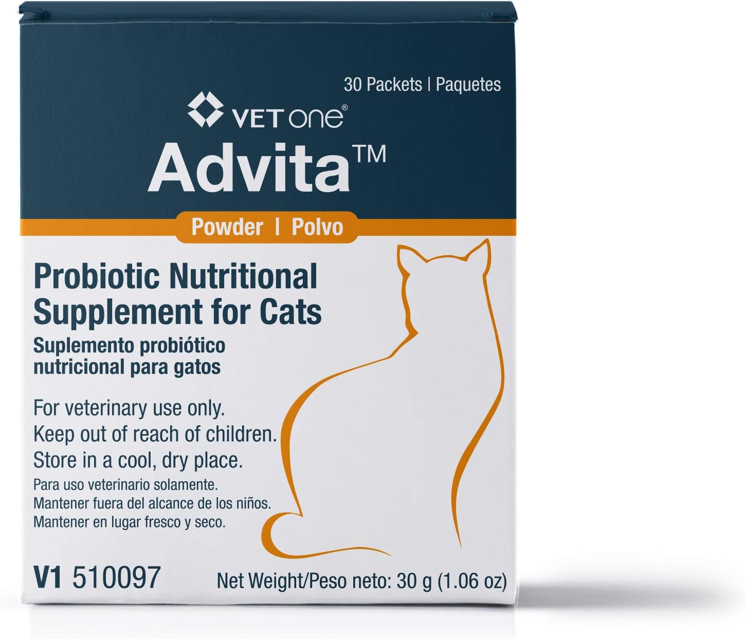 Vetone Advita Powder Probiotic Nutritional Supplement For Cats - 30 (1 Gram) Packets