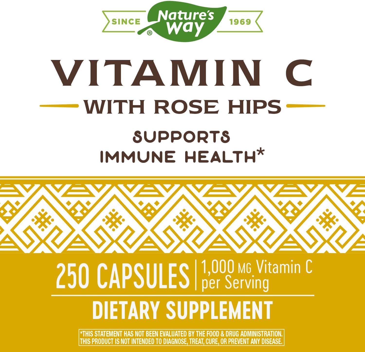 Nature's Way Vitamin C with Rose Hips - Powerful Antioxidant Protection* - Supports Immune Function* - Strengthens Collagen for Healthy Skin* - Gluten Free - 250 Capsules : Health & Household