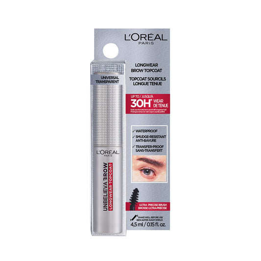 L'Oreal Paris Unbelieva-Brow Longwear Eyebrow Topcoat, Waterproof, Smudge-Resistant, Transfer- Proof, Quick Drying, Easy And Quick Application With Precise Brush, Universal Transparent, 0.15 Fl. Oz