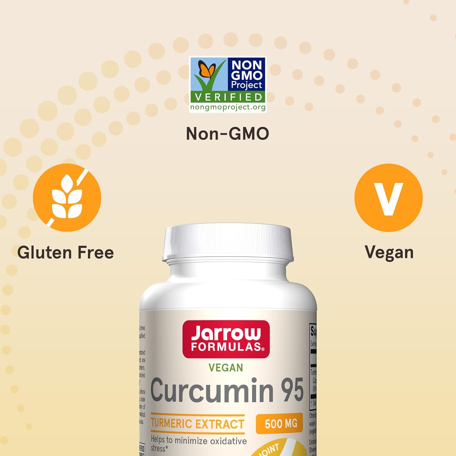 Jarrow Formulas Curcumin 95 500 mg, Turmeric Curcumin Extract for Antioxidant Support, Bone and Joint Support Dietary Supplement, 60 Veggie Capsules, Up to 60 Servings : Health & Household