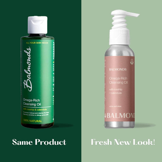 Balmonds Omega-Rich Cleansing Oil 125Ml - 100% Natural Facial Cleanser & Hydrating Makeup Remover With Rosehip & Calendula Oils - Suitable For All Skin Types