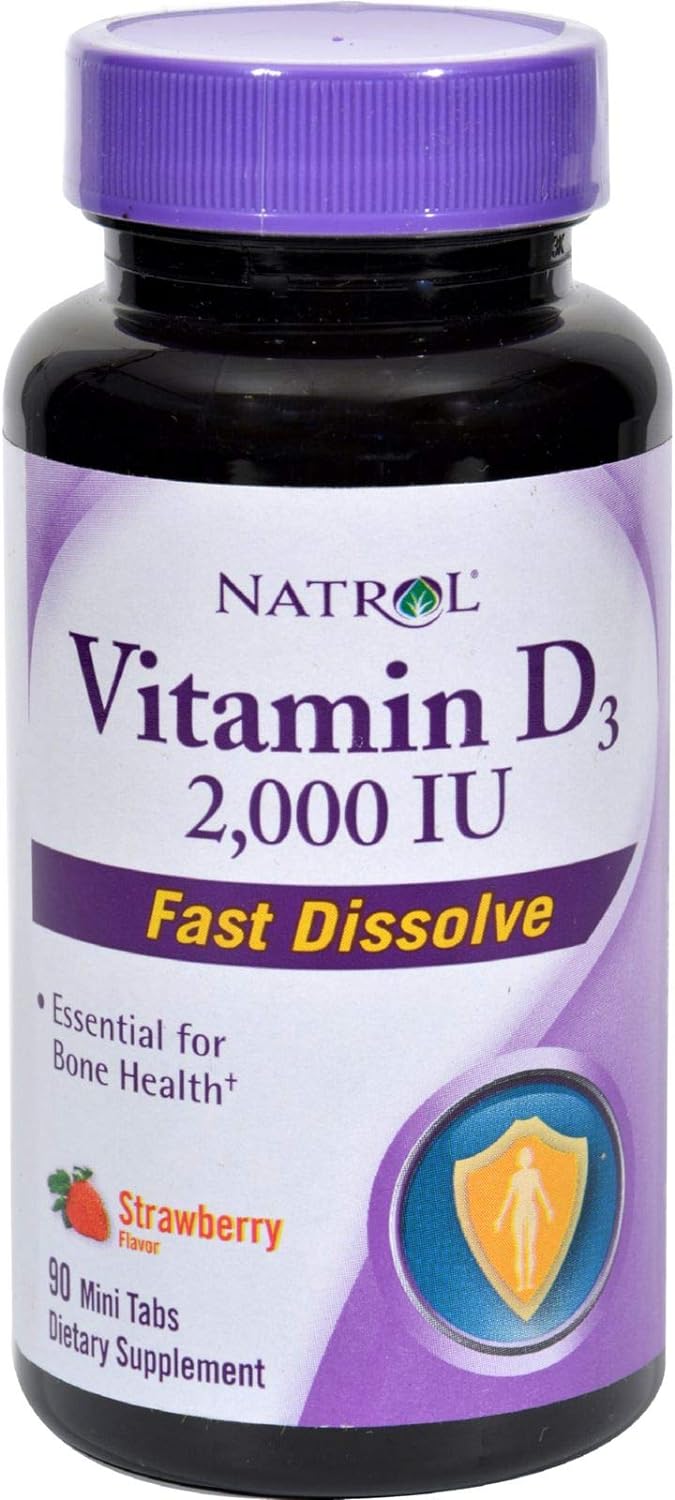 Natrol Vitamin D3 Wild Cherry - 2000 IU - 90 Mini Tablets