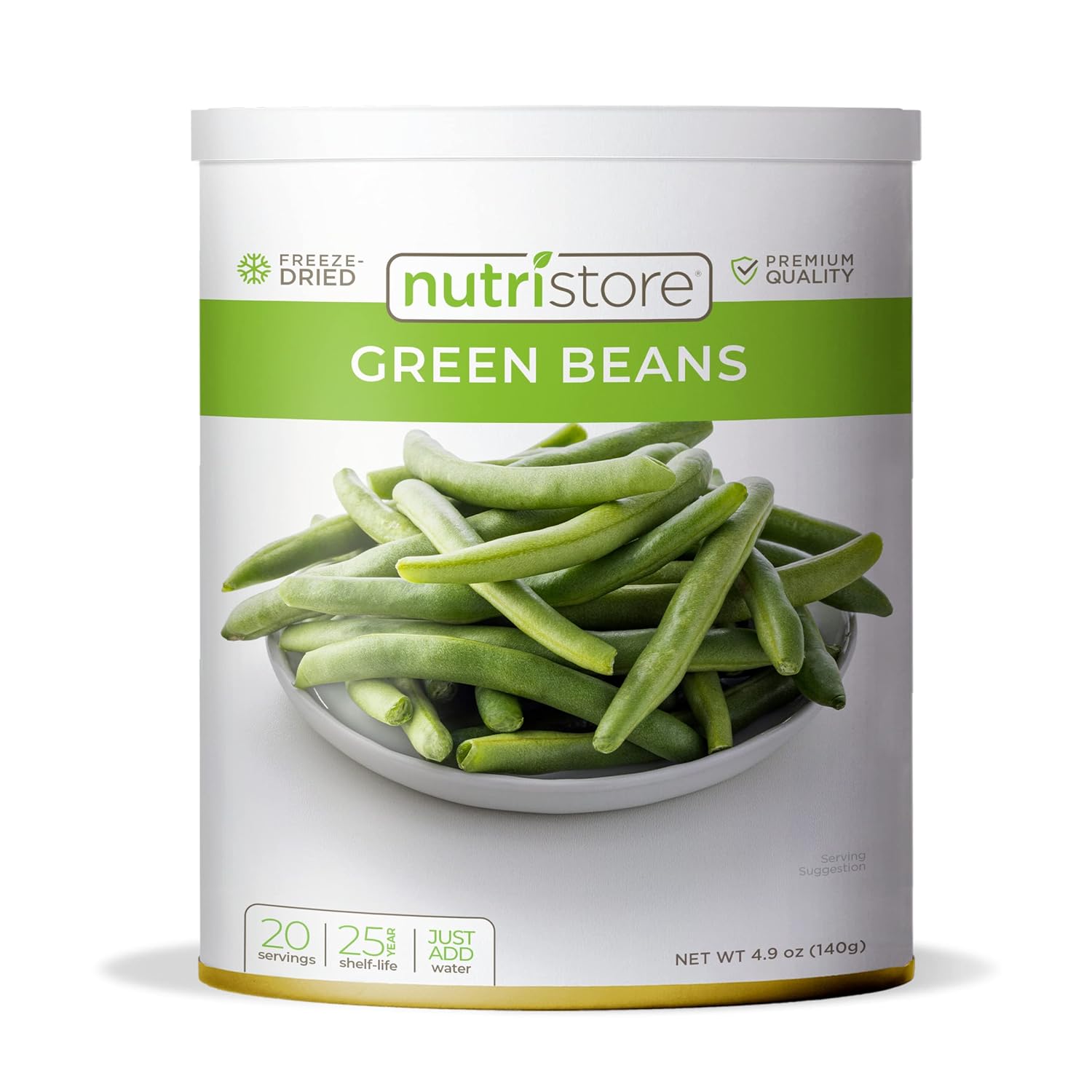 Nutristore Freeze Dried Green Beans | Vegetables for Healthy Snack or Long Term Storage | Emergency Survival Canned Food Supply | Bulk #10 Can Veggies | 25 Year Shelf Life | 20 Servings