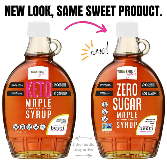 Wholesome Yum Zero Sugar Maple Syrup (Keto Maple Syrup) With Monk Fruit & Allulose - Natural Sugar Free Pancake Syrup - Non Gmo, Low Carb, Gluten Free, Vegan, No Aftertaste (12 Fl Oz)