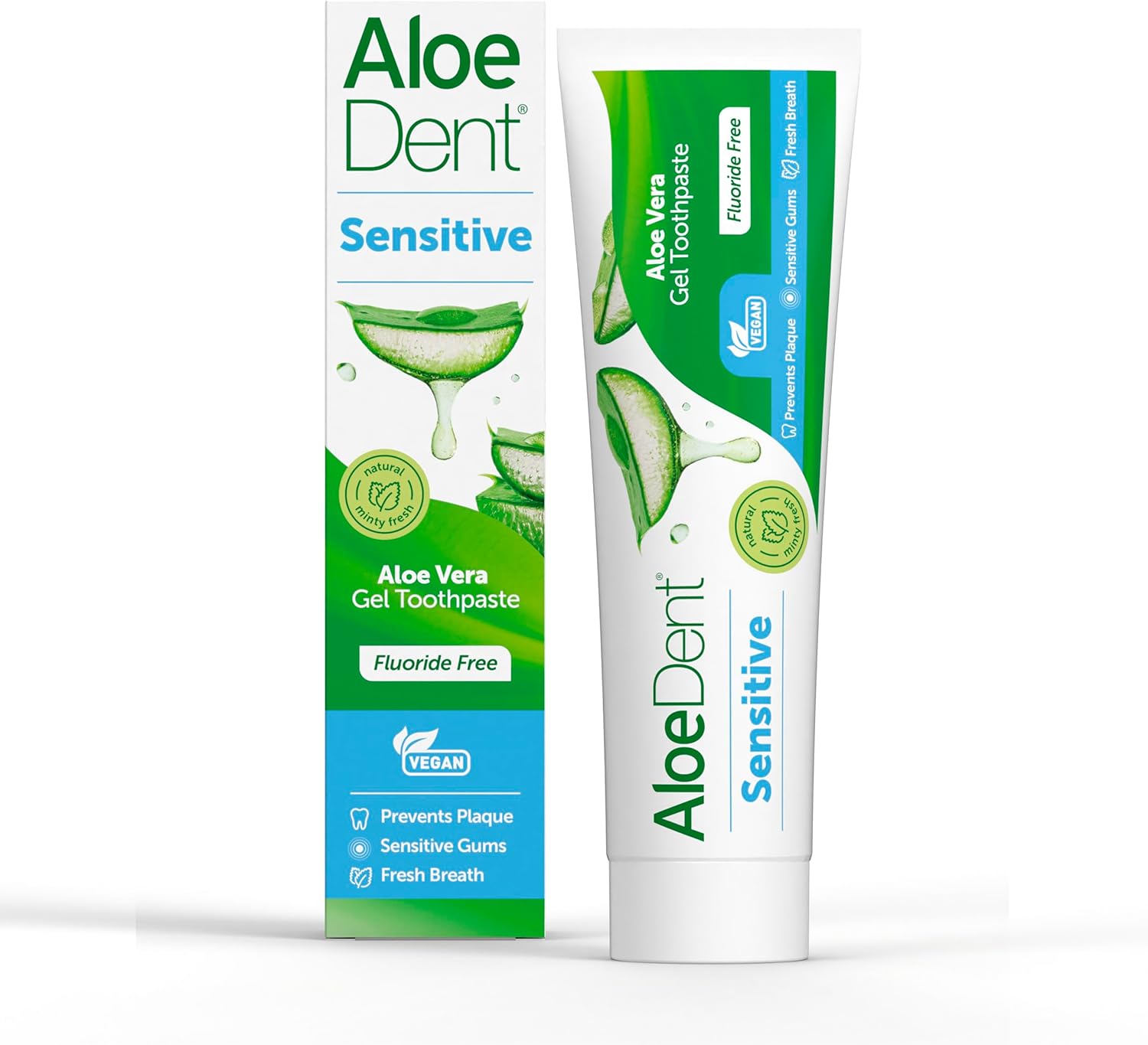 Aloe Dent Sensitive Aloe Vera Toothpaste Fluoride Free, Natural Action, Vegan, Cruelty Free , Soothing, Healthy Gums , 100 Ml, Packaging May Vary