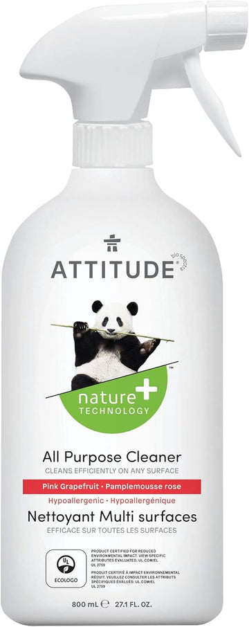 ATTITUDE All Purpose Cleaner, EWG Verified Multi-Surface Products, Vegan, Naturally Derived Multipurpose Cleaning Spray, Pink Grapefruit, 27.1 Fl Oz