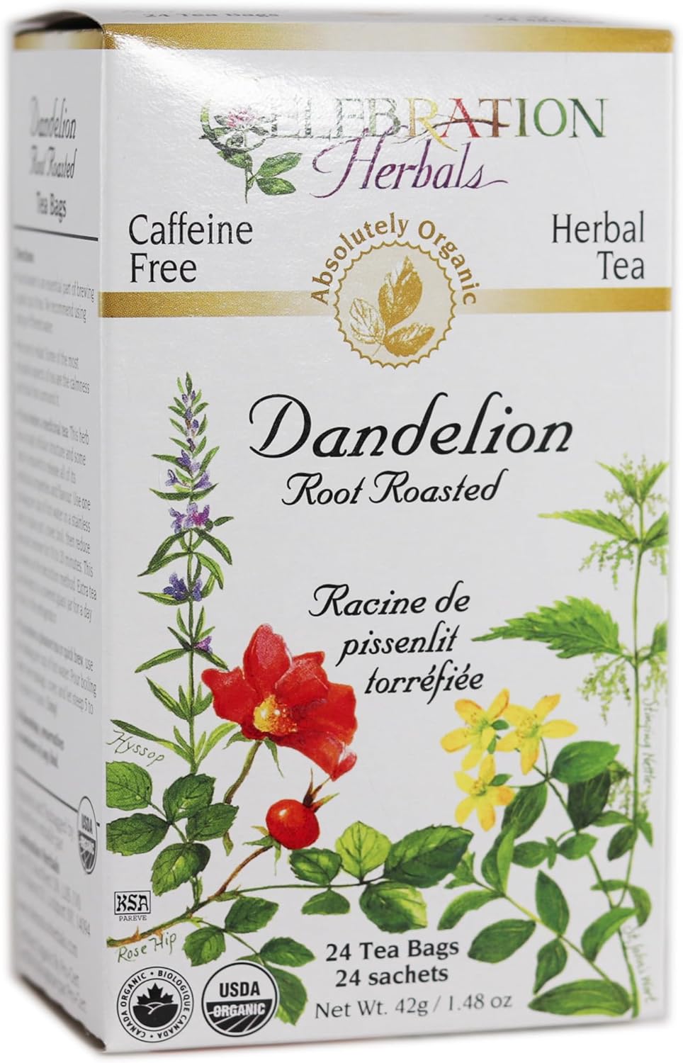 Celebration Herbals Dandelion Root Roasted Tea Organic 24 Bag, 0.02 Pound