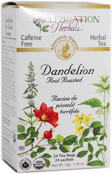 Celebration Herbals Dandelion Root Roasted Tea Organic 24 Bag, 0.02 Pound