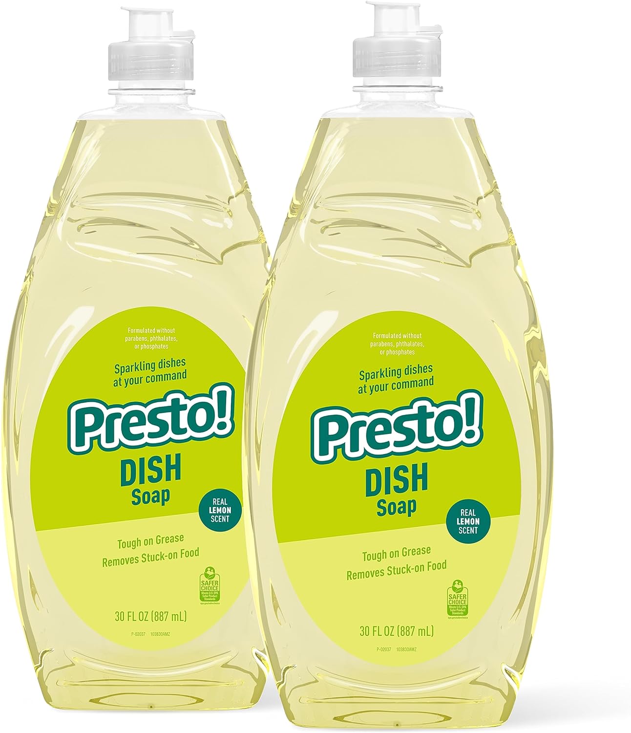 Amazon Brand – Presto! Dish Soap, Lemon Scent, 30 fl oz, Pack of 2