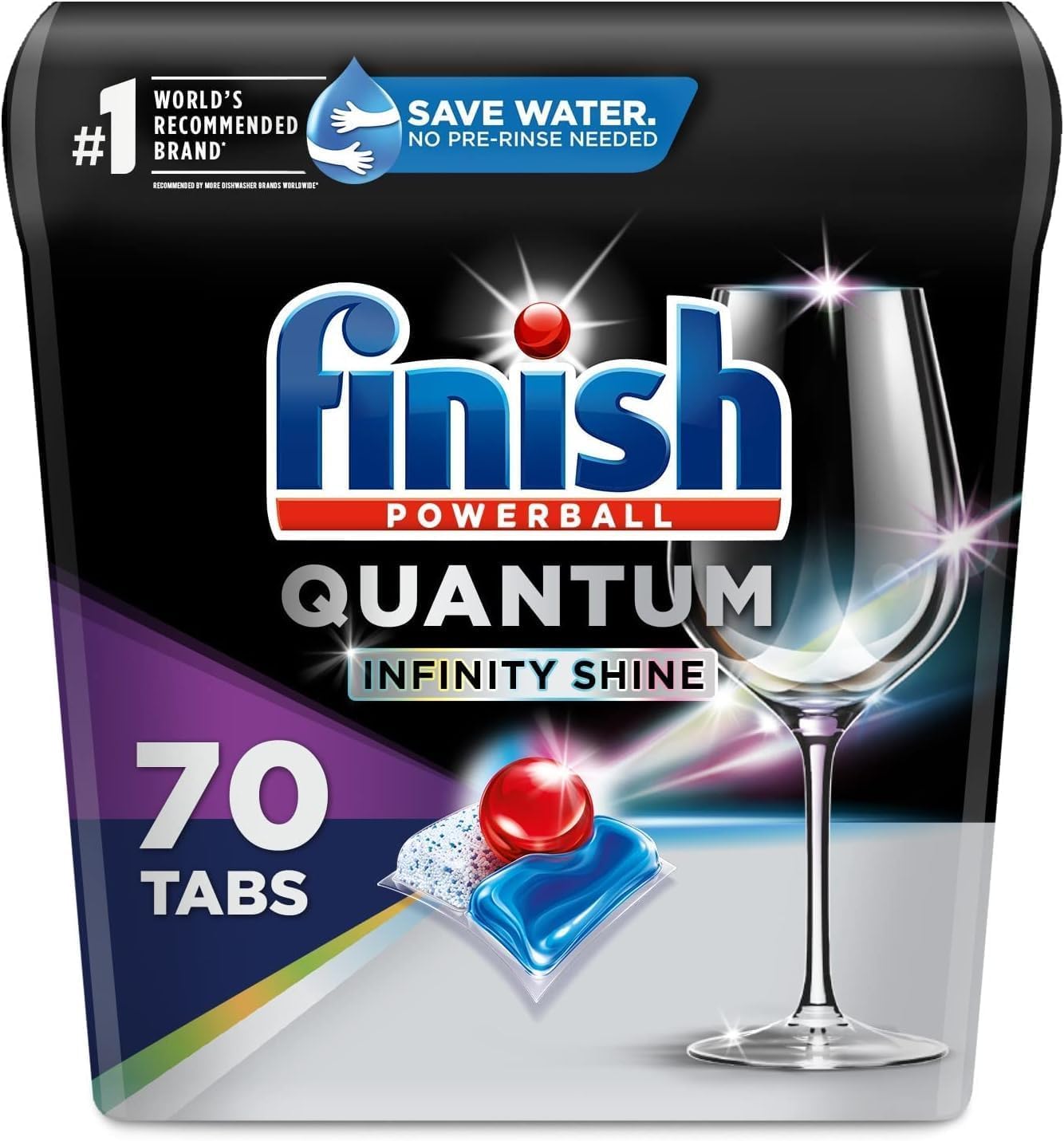 FINISH Quantum Infinity Shine, Dishwasher Pods, Dishwasher Detergent Liquid, Dishwasher Soap, Advanced Clean & Shine, 70ct Dishwasher Tablets