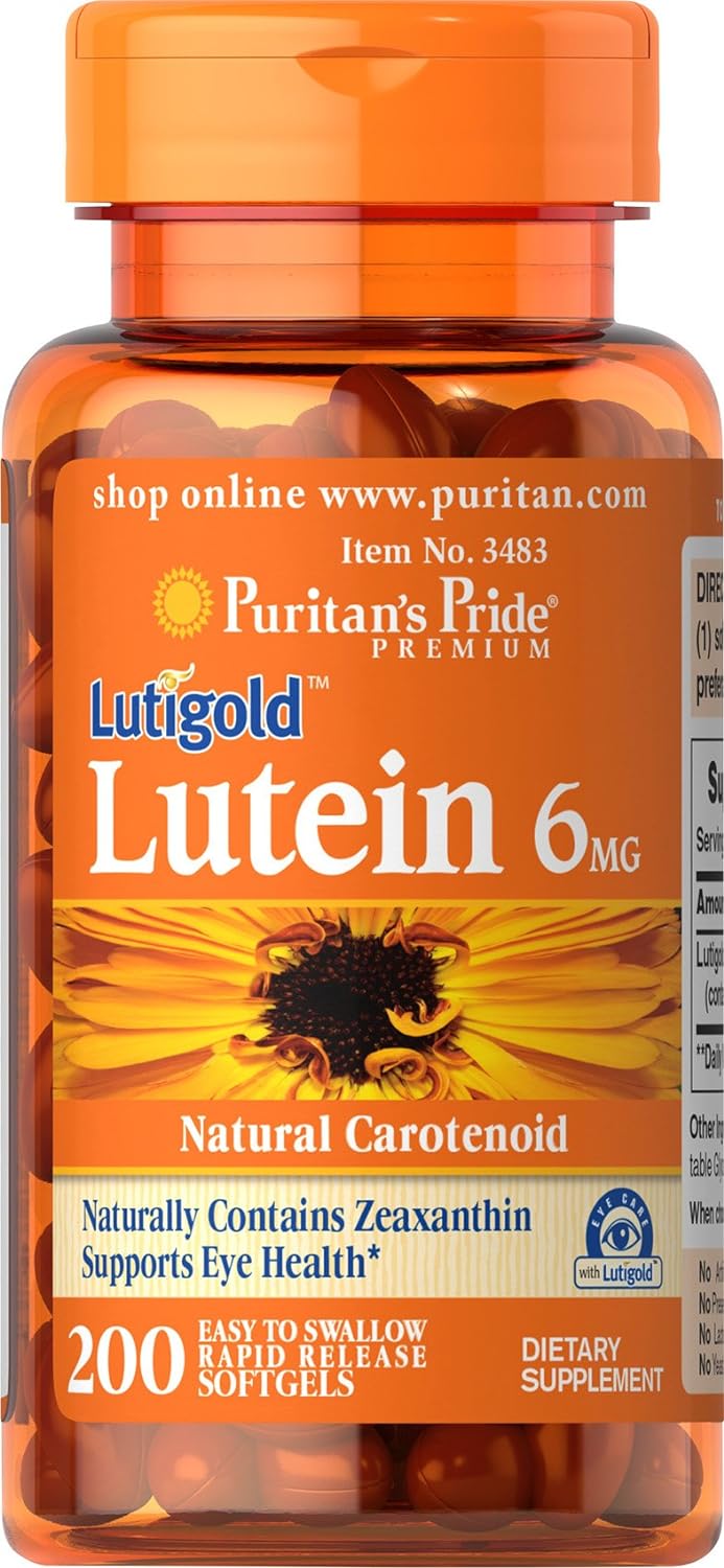 Puritan'S Pride Lutein 6 Mg With Zeaxanthin Supports Eye Health, Softgel, 200 Count