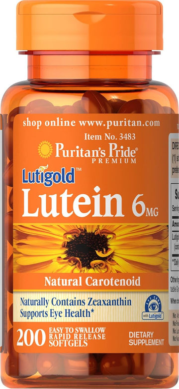 Puritan'S Pride Lutein 6 Mg With Zeaxanthin Supports Eye Health, Softgel, 200 Count