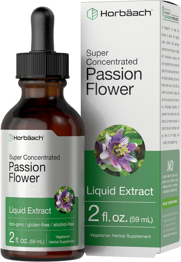 Horbäach Passion Flower Tincture | 2 Fl Oz | Alcohol Free Liquid Extract Drops | Super Concentrated Supplement | Vegetarian, Non-Gmo, Gluten Free