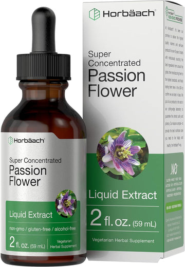 Horbäach Passion Flower Tincture | 2 fl oz | Alcohol Free Liquid Extract Drops | Super Concentrated Supplement | Vegetarian, Non-GMO, Gluten Free