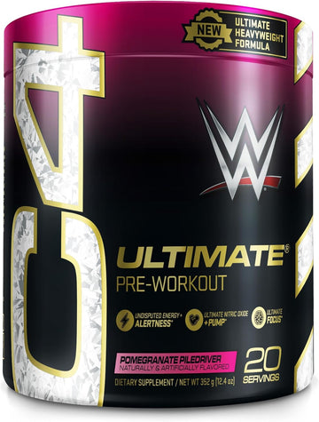 Cellucor C4 Ultimate X Wwe Pre Workout Powder Pomegranate Piledriver - Sugar Free Preworkout Energy Supplement For Men & Women - 300Mg Caffeine + 3.2G Beta Alanine + Patented Creatines - 20 Servings