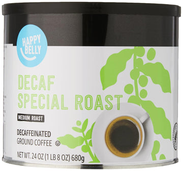 Amazon Brand - Happy Belly Decaf Canister Ground Coffee, Medium Roast, 1.5 pound (Pack of 1)