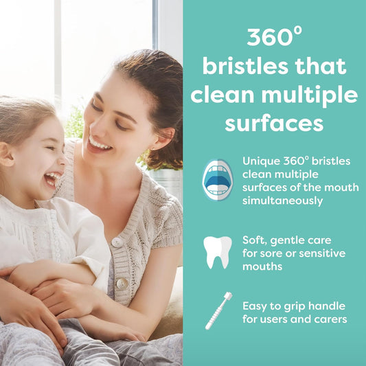 Oralieve Small 360° Tooth And Mouth Brush (Orange), Soft Toothbrush For Sore, Sensitive Or Dry Mouths, Childrens 360 Toothbrush With Easy Grip Handle - Genuine Oralieve Round Tooth Brush