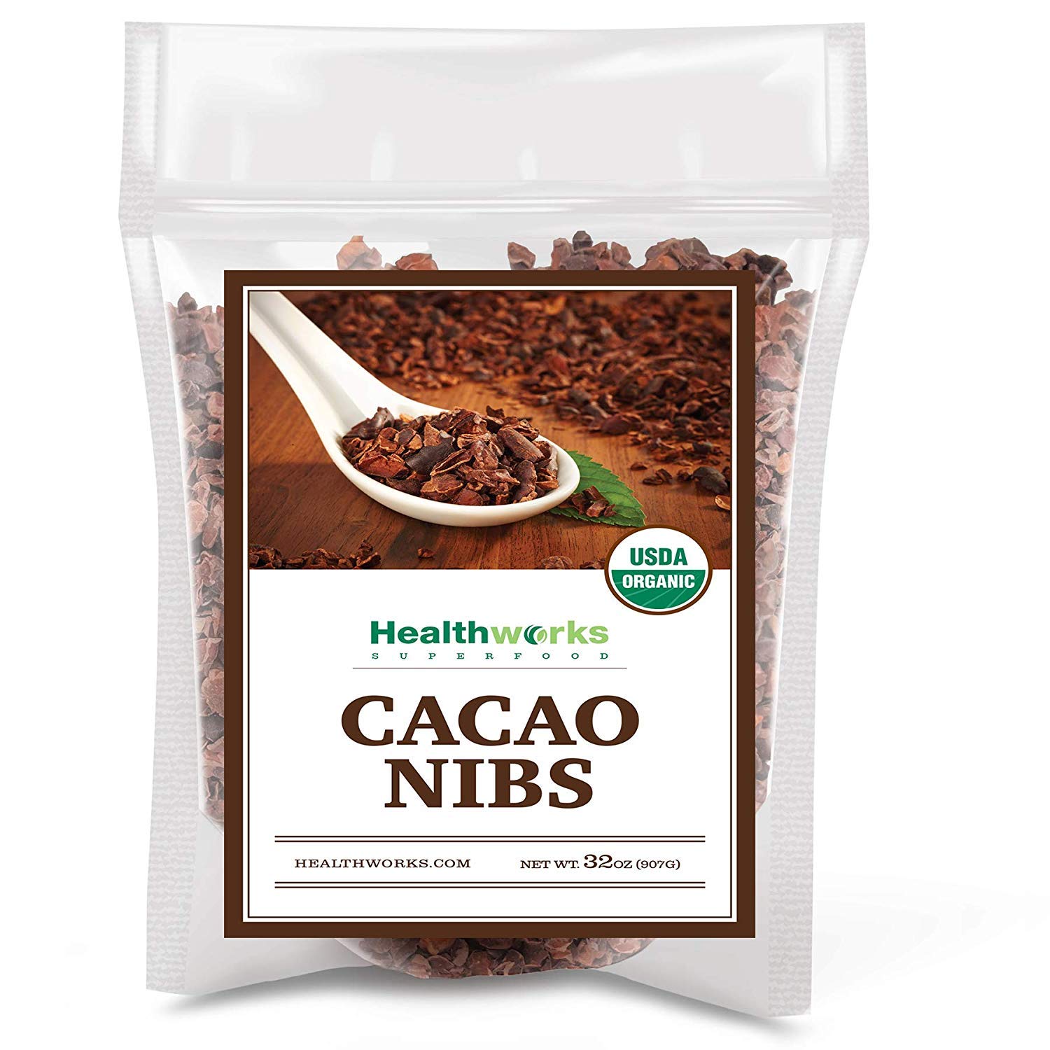 Healthworks Cacao Nibs Raw Organic (32 Ounces / 2 Pound) | Criollo Bean | Unsweetened Chocolate Substitute | Certified Organic | Keto, Vegan & Non-GMO | Antioxidant