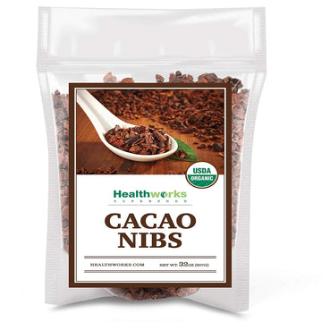 Healthworks Cacao Nibs Raw Organic (32 Ounces / 2 Pound) | Criollo Bean | Unsweetened Chocolate Substitute | Certified Organic | Keto, Vegan & Non-GMO | Antioxidant