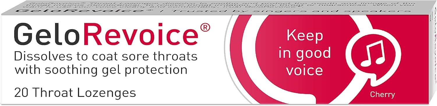 GeloRevoice throat lozenges, Cherry 20S, Relief of symptoms including hoarseness and tickly throat, scratchy voice, dry irritated mouth and throat : Amazon.co.uk: Health & Personal Care