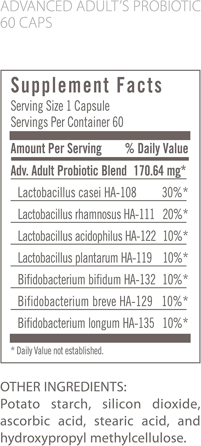 Flora - Advanced Adult'S Blend Probiotic, Seven Senior-Specific Strains, Gluten Free, Raw Probiotic With 34 Billion Cells, 60 Capsules