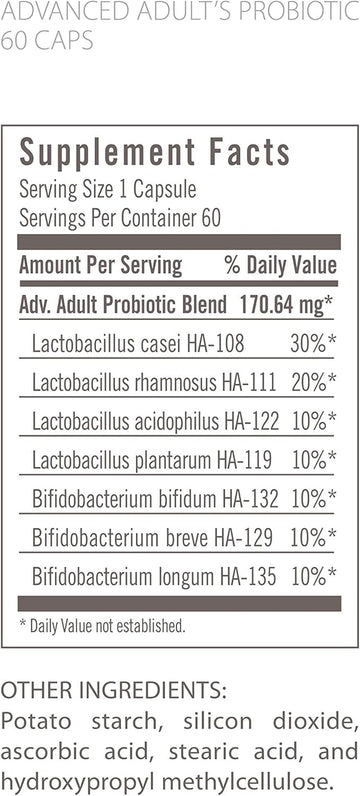 Flora - Advanced Adult'S Blend Probiotic, Seven Senior-Specific Strains, Gluten Free, Raw Probiotic With 34 Billion Cells, 60 Capsules