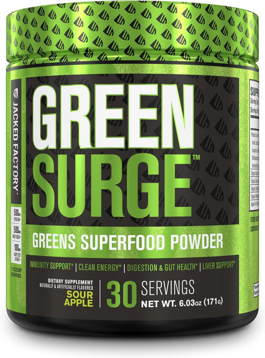 Jacked Factory Green Surge Green Superfood Powder, Hydrasurge Electrolyte Hydration Supplement, Eaa Surge Eaa Supplement