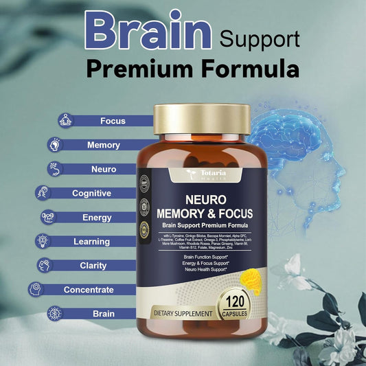 Totara C-Ognitive Brain Supplements For Memory And Focus Men & Woman, L-Tyrosine Ginkgo Biloba, Bacopa Monnieri, Alpha Gpc For Nootropic, Focus Supplement - Non-Gmo, Gluten Free, Vegan