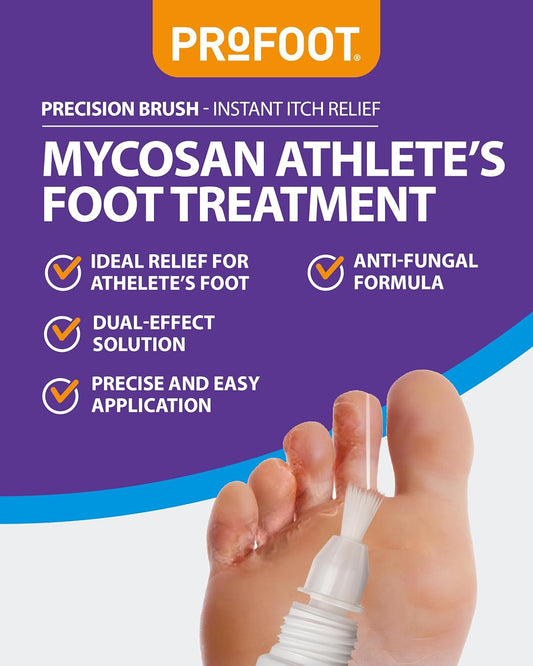 Profoot Mycosan Athlete'S Foot Treatment - Hygenic & Effective Precision Brush - Antifungal Gel, Kills 99.9% Of Fungi - Targeted, Fast Action Relief