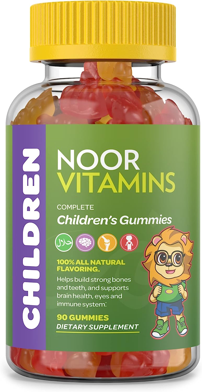 Halal Vitamins, Kids Vitamins, Kids Multivitamin Gummies Noor Vitamins: Vitamin C For Kids, D3, And Zinc For Immunity, B6 B12 For Energy. Non-Gmo, Halal Gummies - 90 Count Gummy Vitamins For Kids