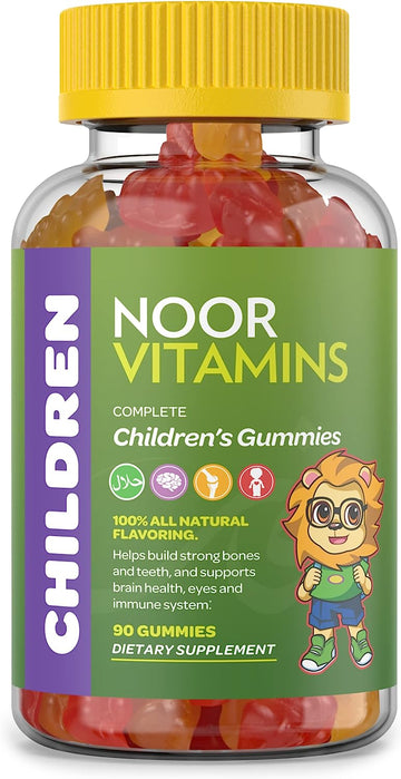 Halal Vitamins, Kids Vitamins, Kids Multivitamin Gummies Noor Vitamins: Vitamin C For Kids, D3, And Zinc For Immunity, B6 B12 For Energy. Non-Gmo, Halal Gummies - 90 Count Gummy Vitamins For Kids