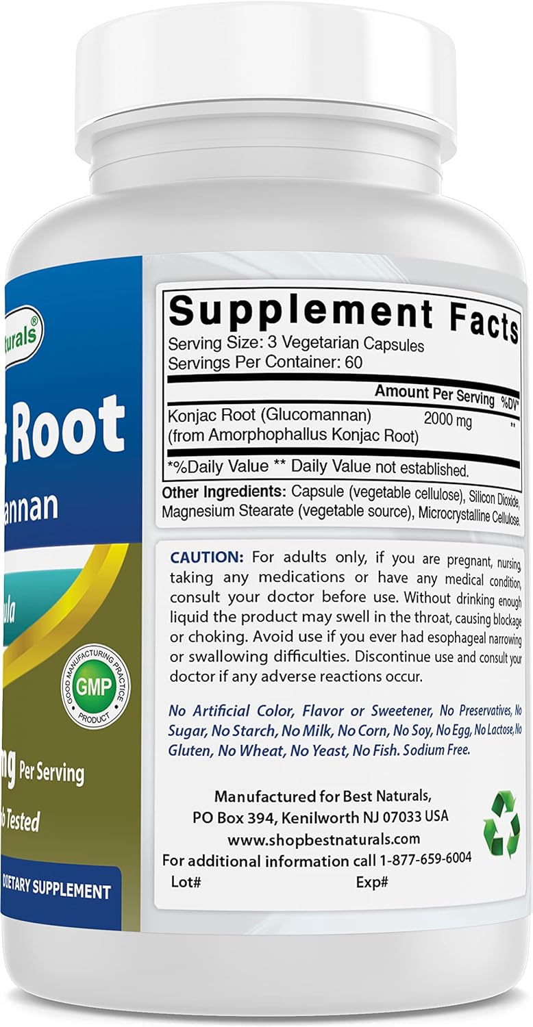 Best Naturals Konjac Root 2000mg, 180 Count : Health & Household