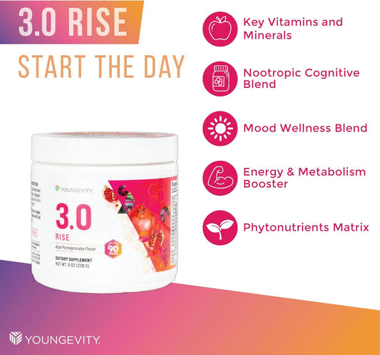 Youngevity Beyond Tangy Tangerine 3.0 Rise & Restore | Dual-System Supplement For Day & Night | Natural Energy, Cognitive Immune & Digestive Support | Acai Pomegranate & Raspberry Lemon