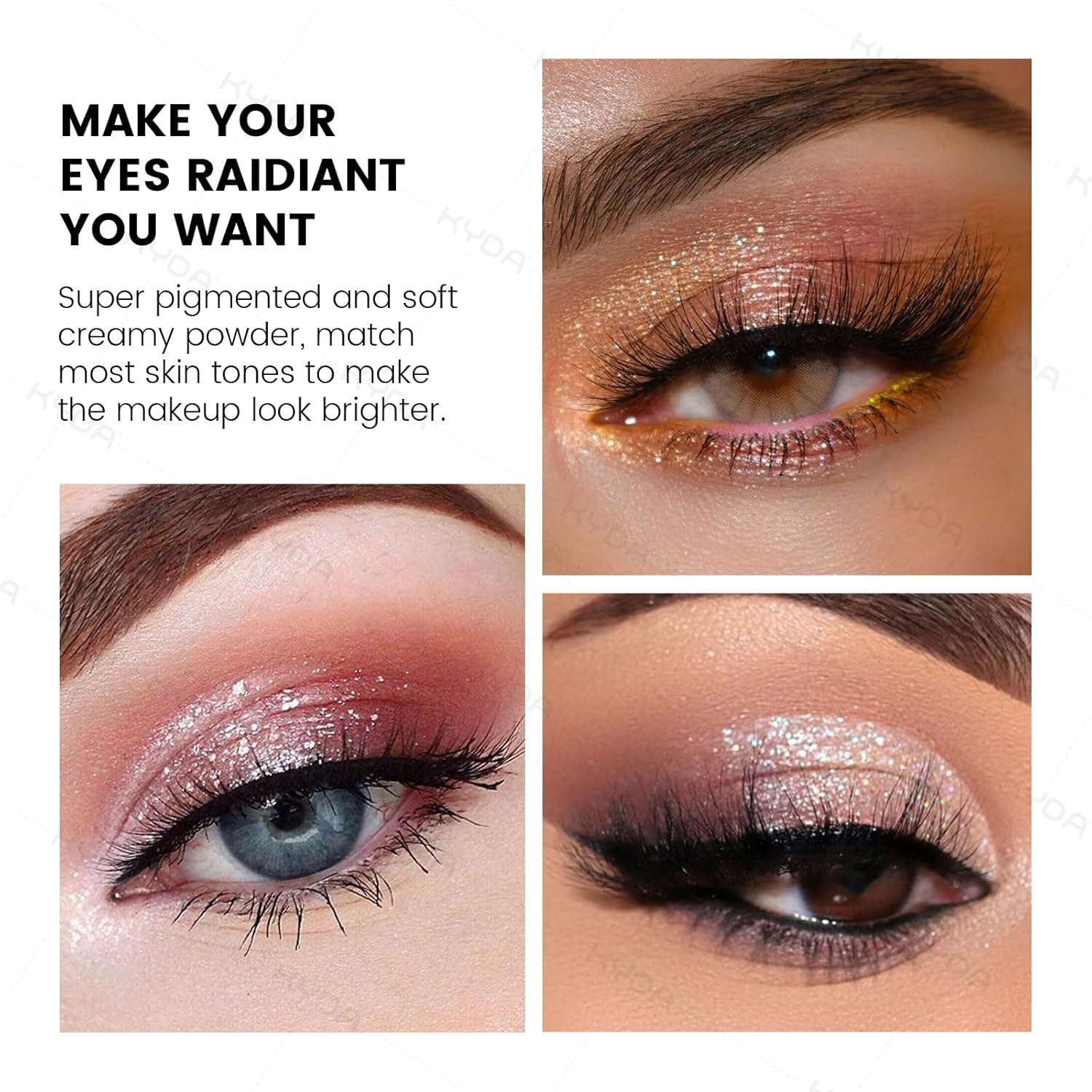 Kyda 10 Colors All Glitter Eyeshadow Palette, Sparkling Sequin Eyeshadow, Shiny Pearl Powder Eye Shadow, Multicolor Glitters Eyes Makeup, Pink Glitters Eyeshadsow Palette, Glitter Eyes Color : Beauty & Personal Care