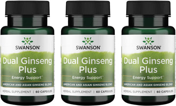 Swanson Dual Ginseng Plus 60 Capsules (3 Pack)