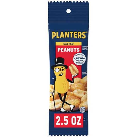 Planters Salted Peanuts, Nuts Individual Packs, Party Snacks, Snack Nuts, Snacks On The Go, Plant-Based Protein, Snacks For Adults, After School Snack, Kosher, 2.5Oz (15 Pack)