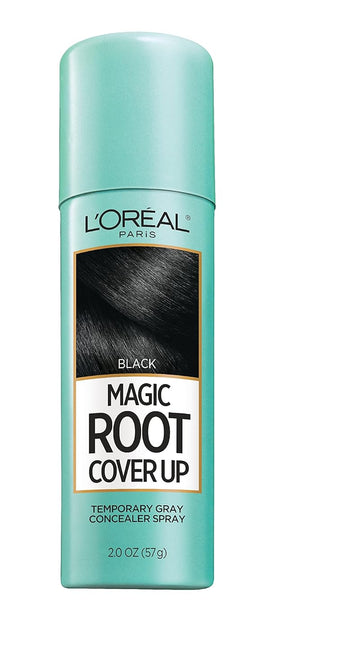 L'Oreal Paris Root Cover Up Temporary Gray Concealer Spray, Hair Color Spray With Filling & Thickening Coverage, Black, Packaging May Vary