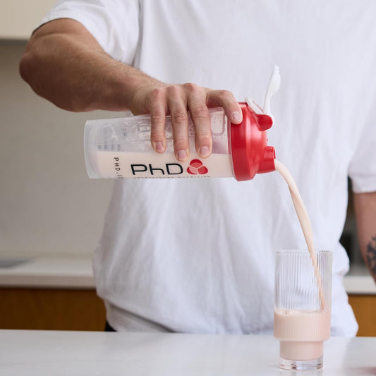 Phd Nutrition Mixball Shaker, Shaker For Protein Shakes, Wire Mixball Whisk, Red Non-Drip Screw Lid, Transparent Colour, 600 Ml
