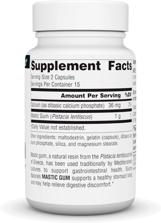 Source Naturals Mastic Gum Extract For Stomach Discomfort* 500 Mg Capsule, 30 Count