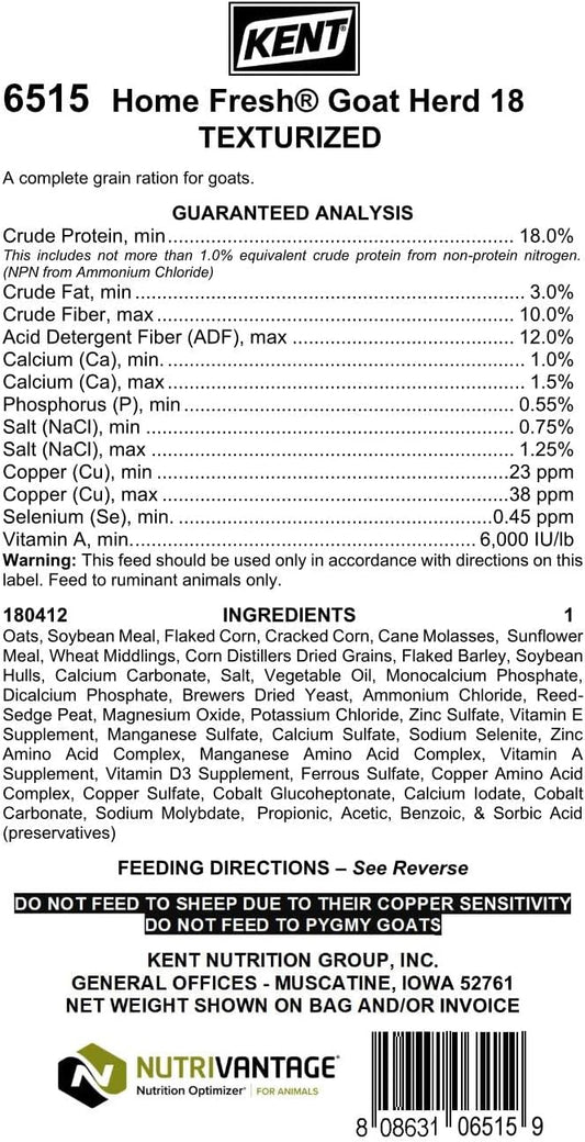 Goat Herd Feed - A Complete Grain Ration For Goats - Contains Prebiotics And 18% Protein - 50 Pound Bag