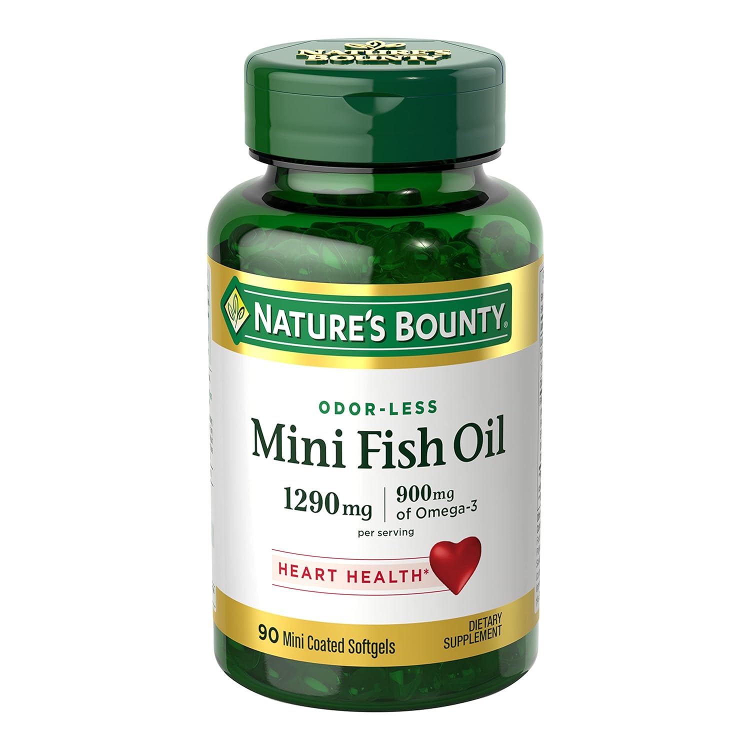 Nature's Bounty Mini Fish Oil Softgels 1290 mg, Omega-3, Supports Hear